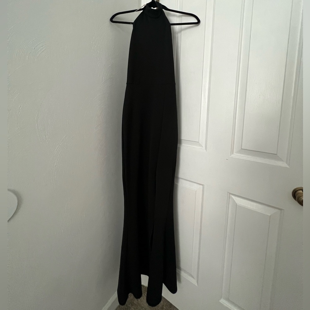 Black halter neck maxi dress